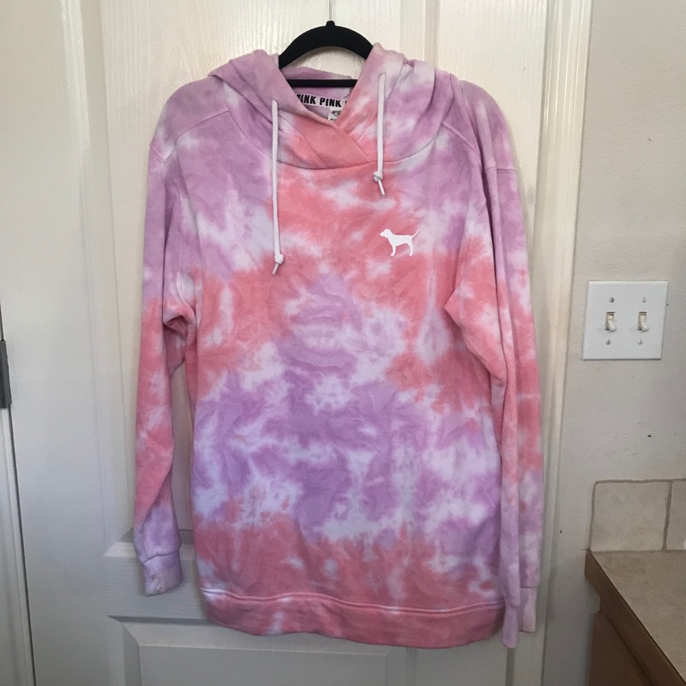 VS Pink Soft Purple and Coral Tye Dye Hoodie M/L